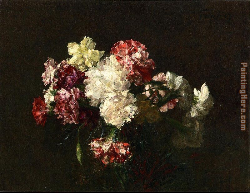 Carnations painting - Henri Fantin-Latour Carnations art painting